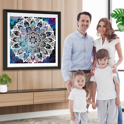 Weiße Lotus Mandala Diamond Painting