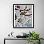 Weiße Magnolienblüten am Baum Diamond Painting