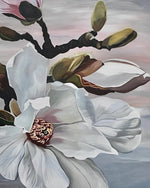 Weiße Magnolienblüten am Baum Diamond Painting
