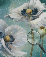 Weiße Mohnblumen und Knospen Diamond Painting