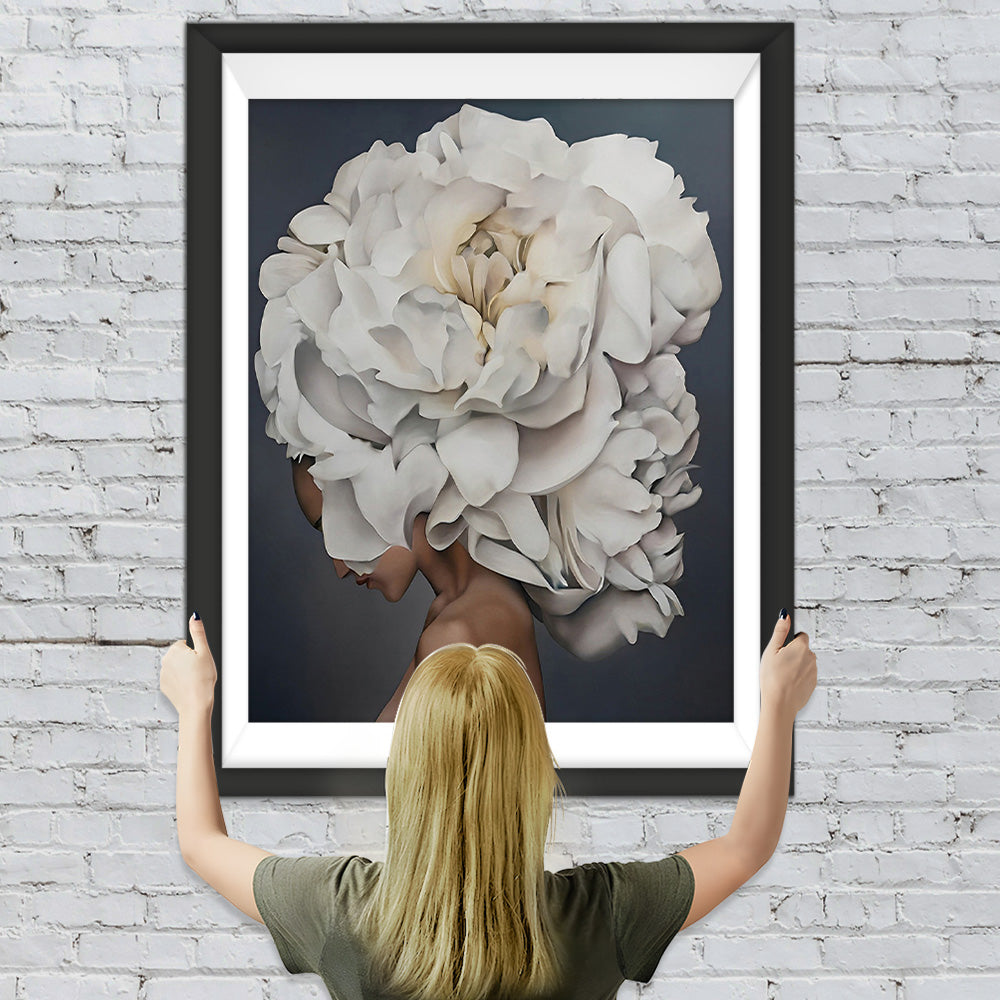 Weiße Pfingstrose Frau Diamond Painting