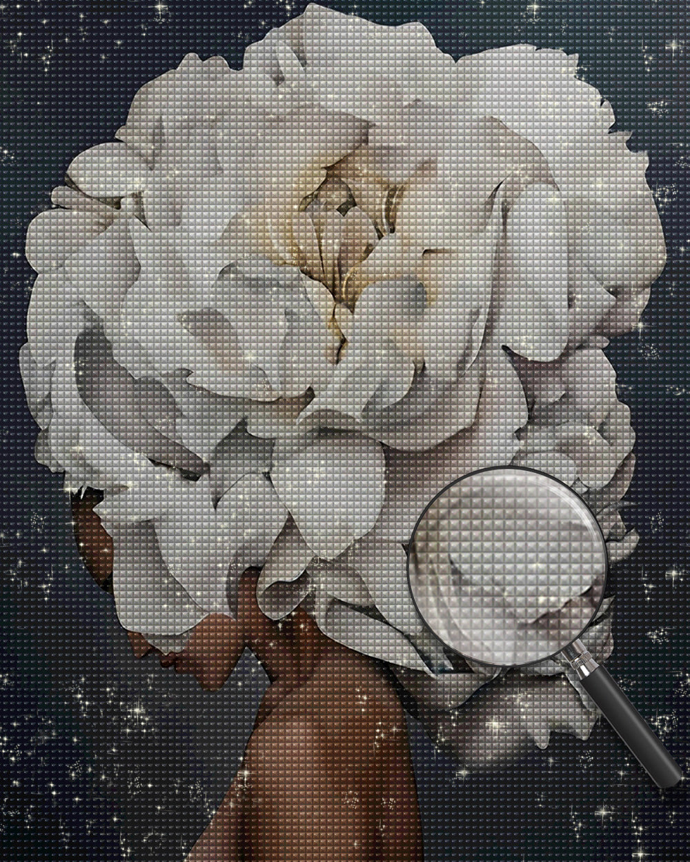 Weiße Pfingstrose Frau Diamond Painting