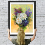 Weiße Pfingstrosen und Flieder Diamond Painting