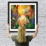 Weiße Pfingstrosen und Glyzinen Diamond Painting