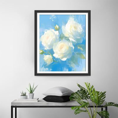 Weiße Rosen Diamond Painting