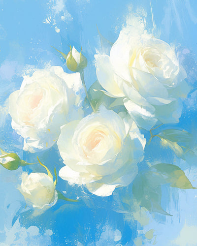 Weiße Rosen Diamond Painting