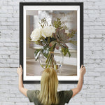 Weiße Rosen in Glasflasche Diamond Painting