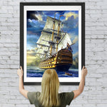 Weiße Segel auf einem Schiff Diamond Painting