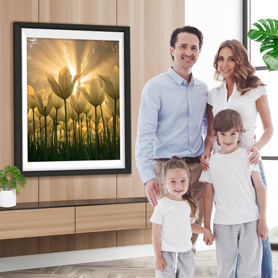 Weiße Tulpen unter der Sonne Diamond Painting