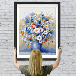 Weiße und blaue Gänseblümchen Diamond Painting