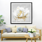 Weiße und goldene Pfingstrose Diamond Painting