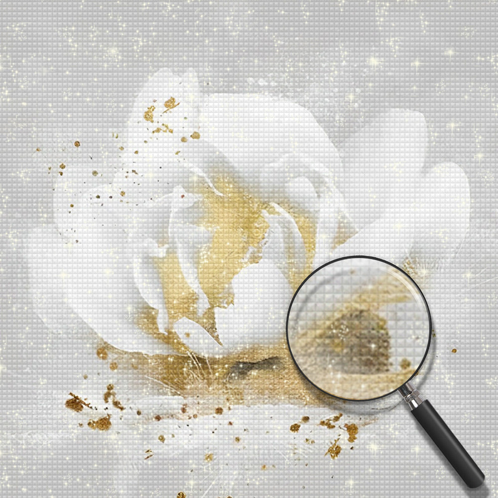 Weiße und goldene Pfingstrose Diamond Painting
