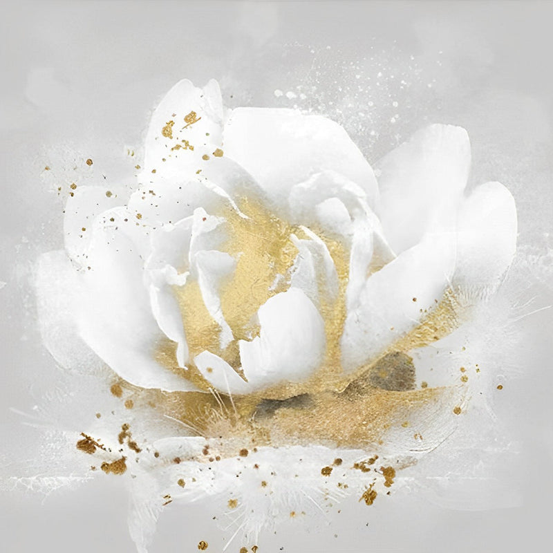 Weiße und goldene Pfingstrose Diamond Painting