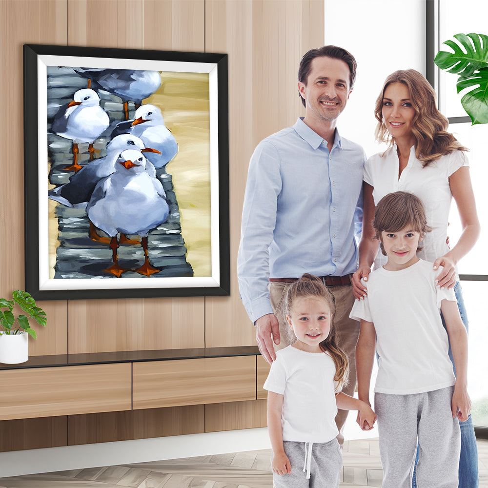 Weiße Vögel am Flussufer Diamond Painting