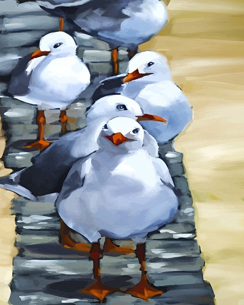 Weiße Vögel am Flussufer Diamond Painting
