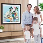 Weißer Hund mit Ölfarbe Diamond Painting