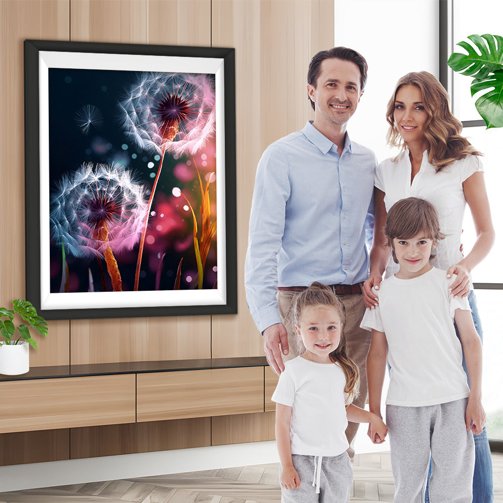 Weißer Löwenzahn bei Nacht Diamond Painting