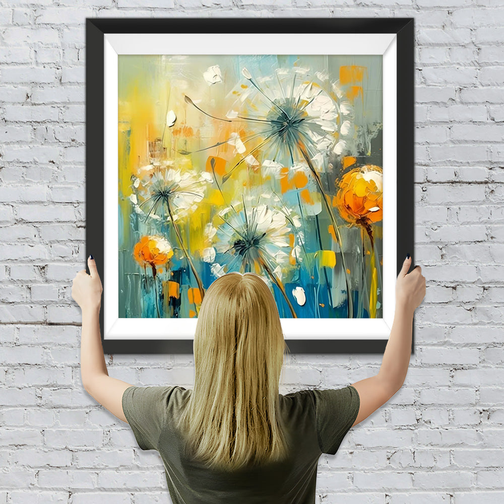 Weißer Löwenzahn Diamond Painting