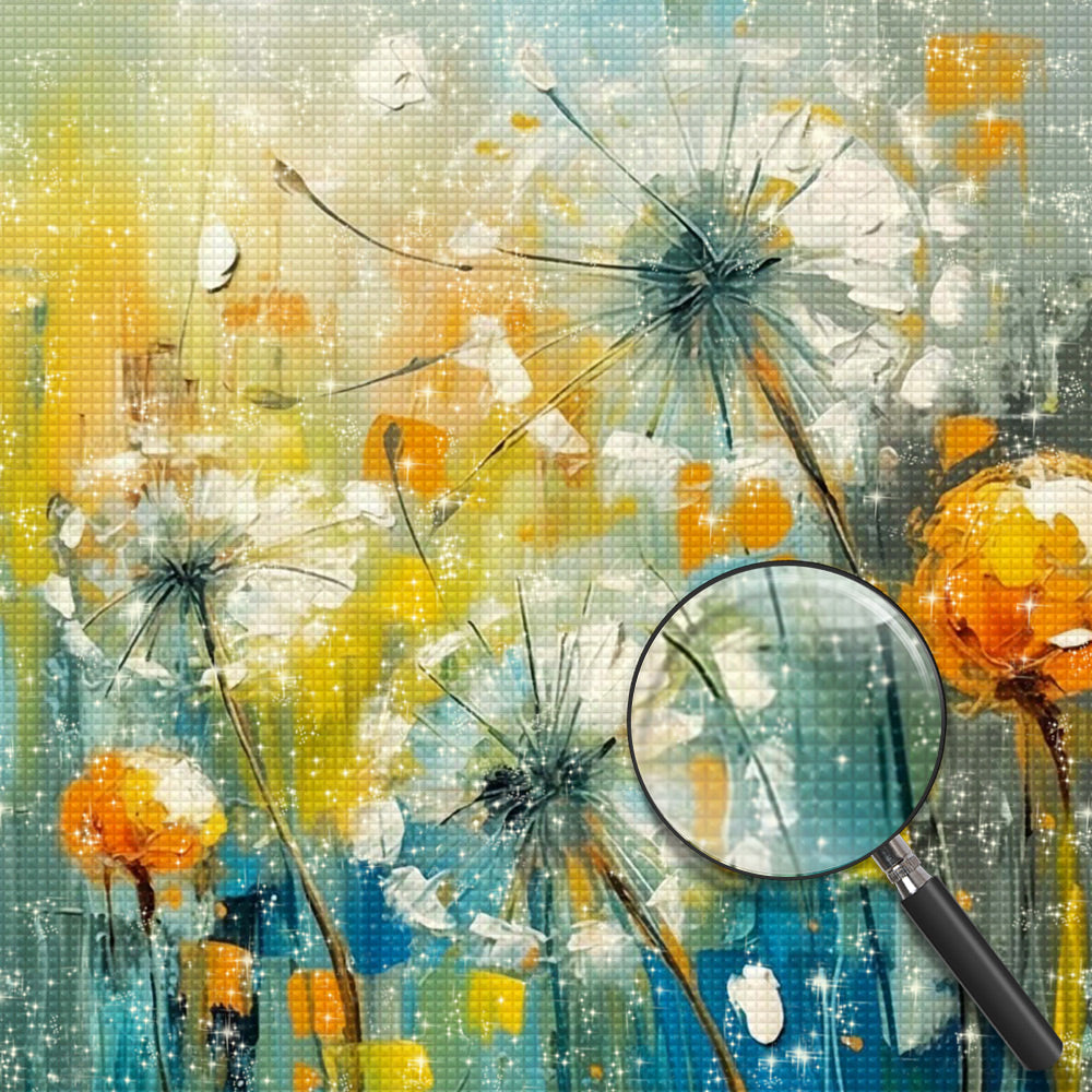 Weißer Löwenzahn Diamond Painting