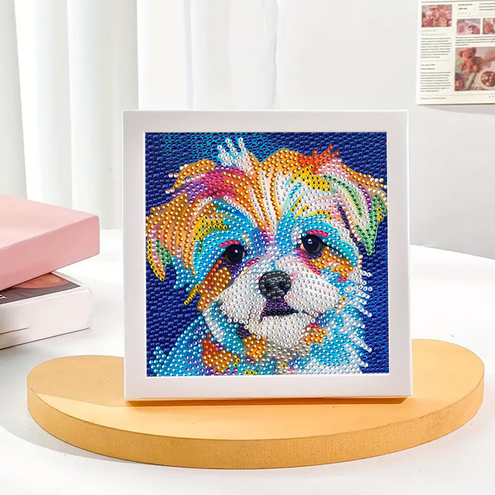 Weißer Malteser Mini-Kristallpünktchen Diamond Painting