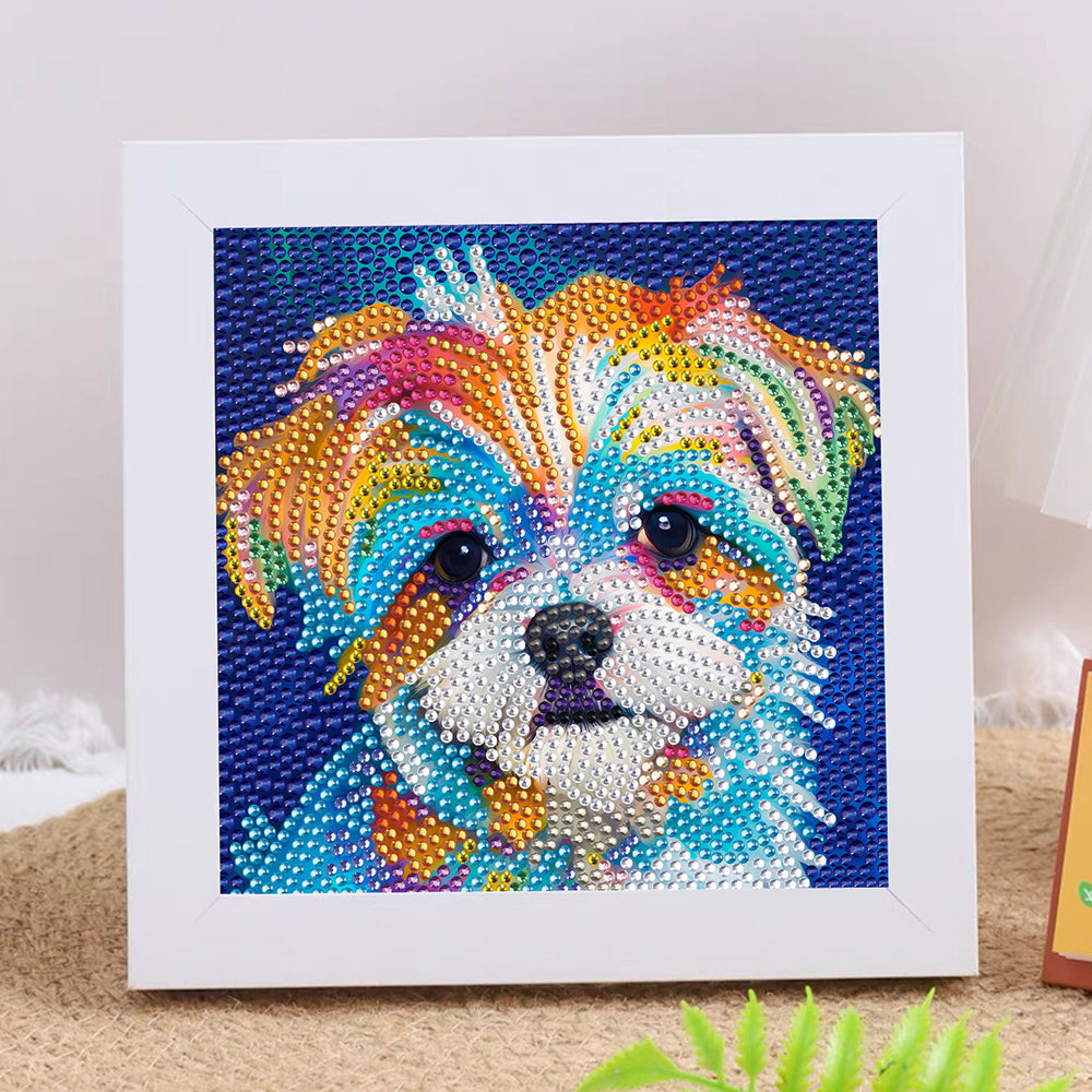 Weißer Malteser Mini-Kristallpünktchen Diamond Painting