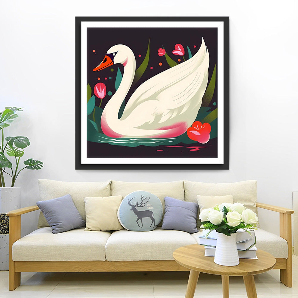 Weißer Schwan auf dem See Diamond Painting
