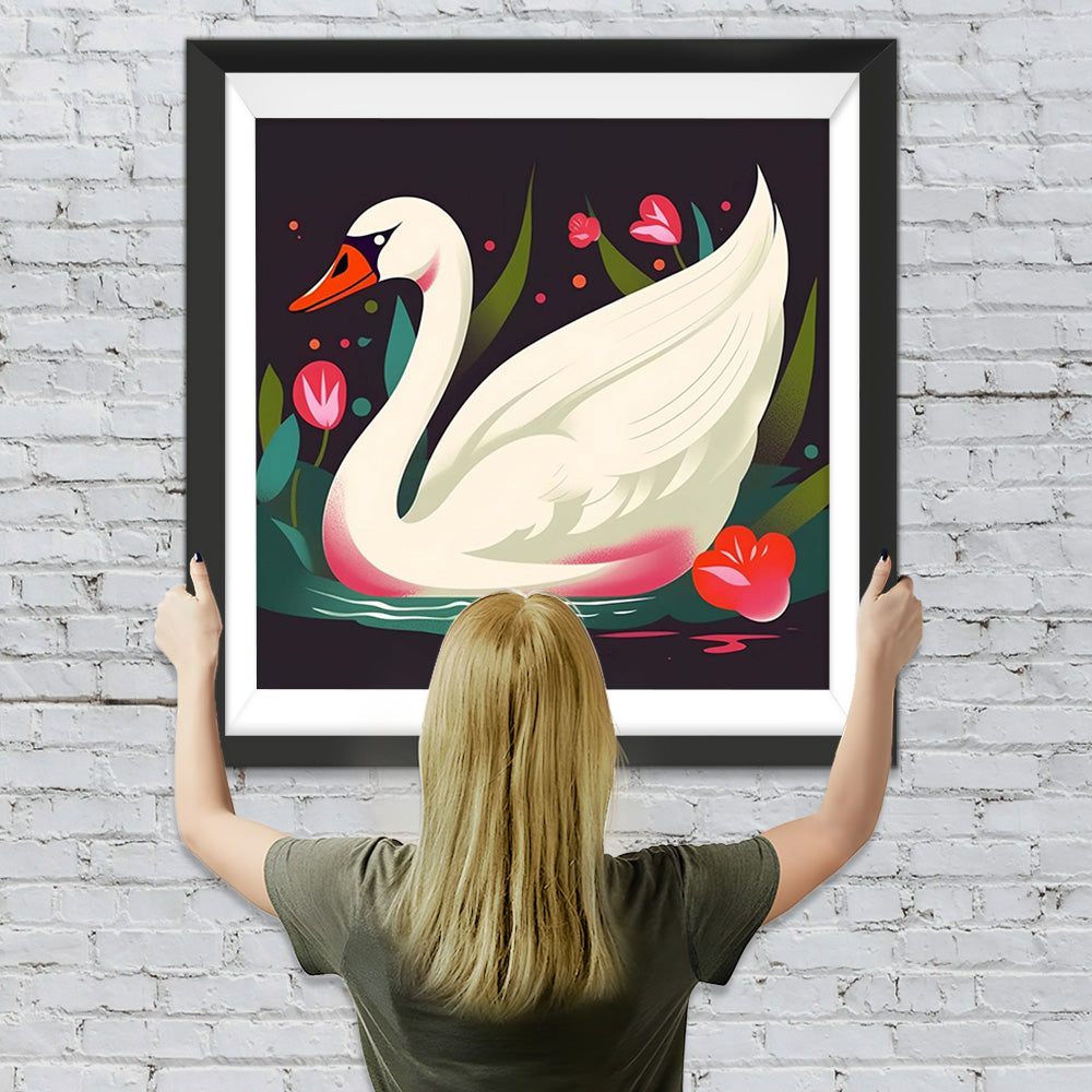 Weißer Schwan auf dem See Diamond Painting