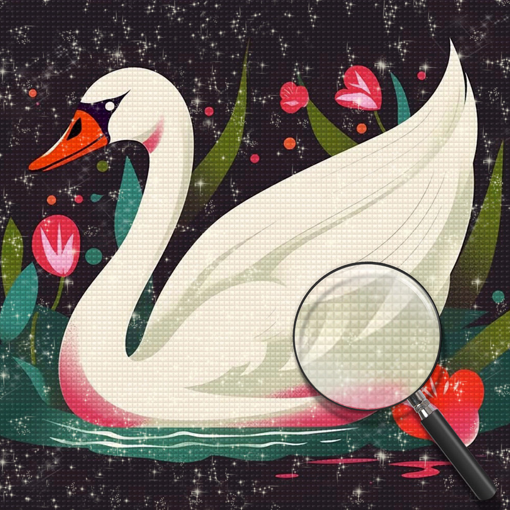 Weißer Schwan auf dem See Diamond Painting