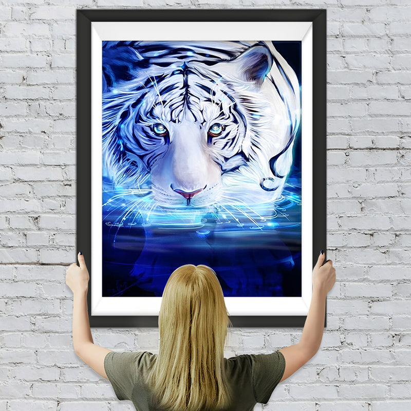 Weißer Tiger auf dem Wasser Diamond Painting