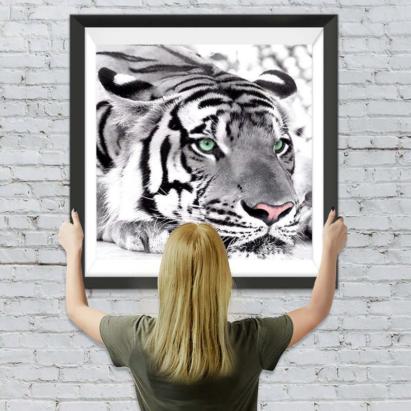 Weißer Tiger mit grünen Augen Diamond Painting