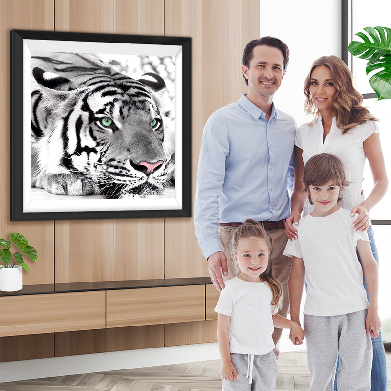 Weißer Tiger mit grünen Augen Diamond Painting