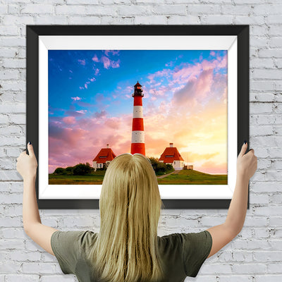 Weißer und roter Leuchtturm Diamond Painting