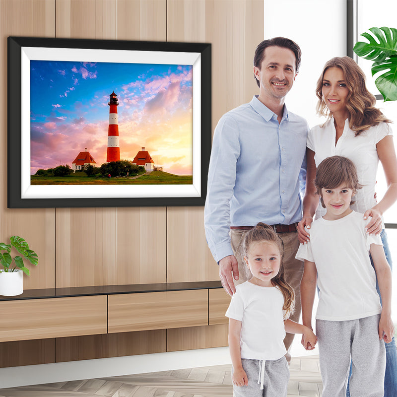 Weißer und roter Leuchtturm Diamond Painting