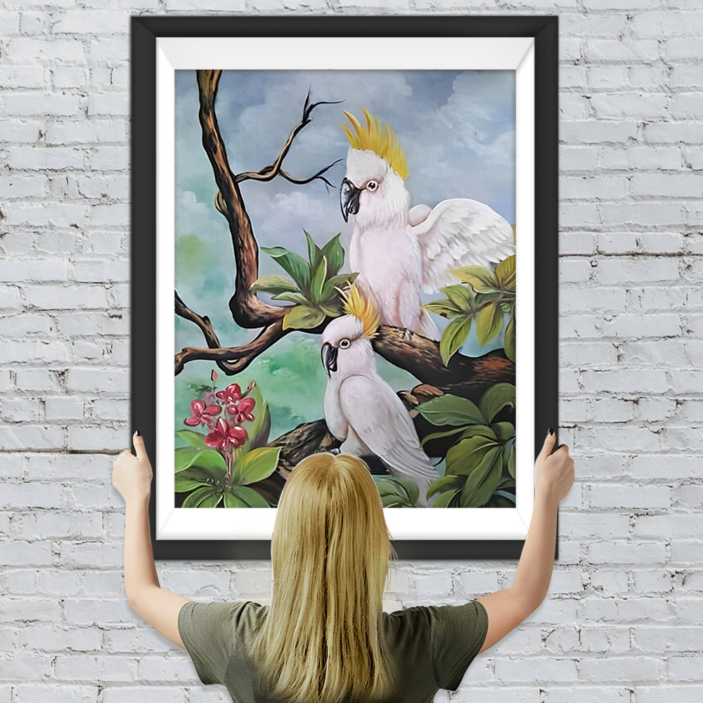 Weißer Vogel Gelbhaubenkakadu Diamond Painting