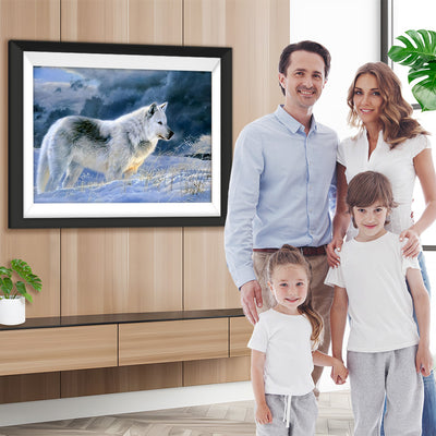 Weißer Wolf im Schnee Diamond Painting