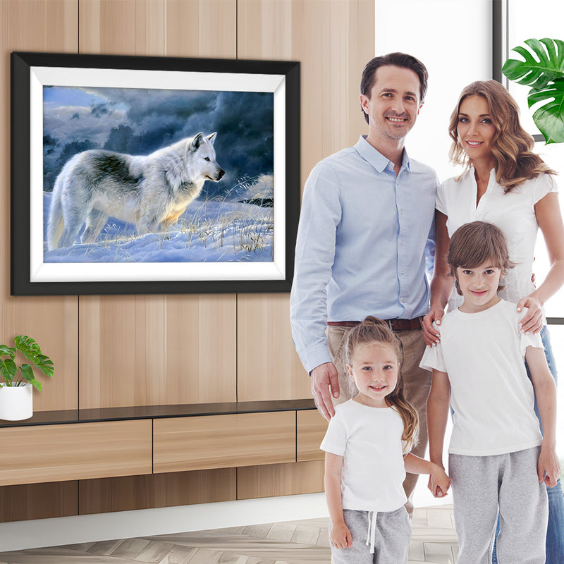 Weißer Wolf im Schnee Diamond Painting