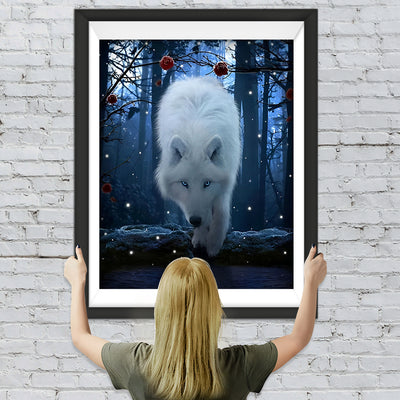 Weißer Wolf im Wald Diamond Painting