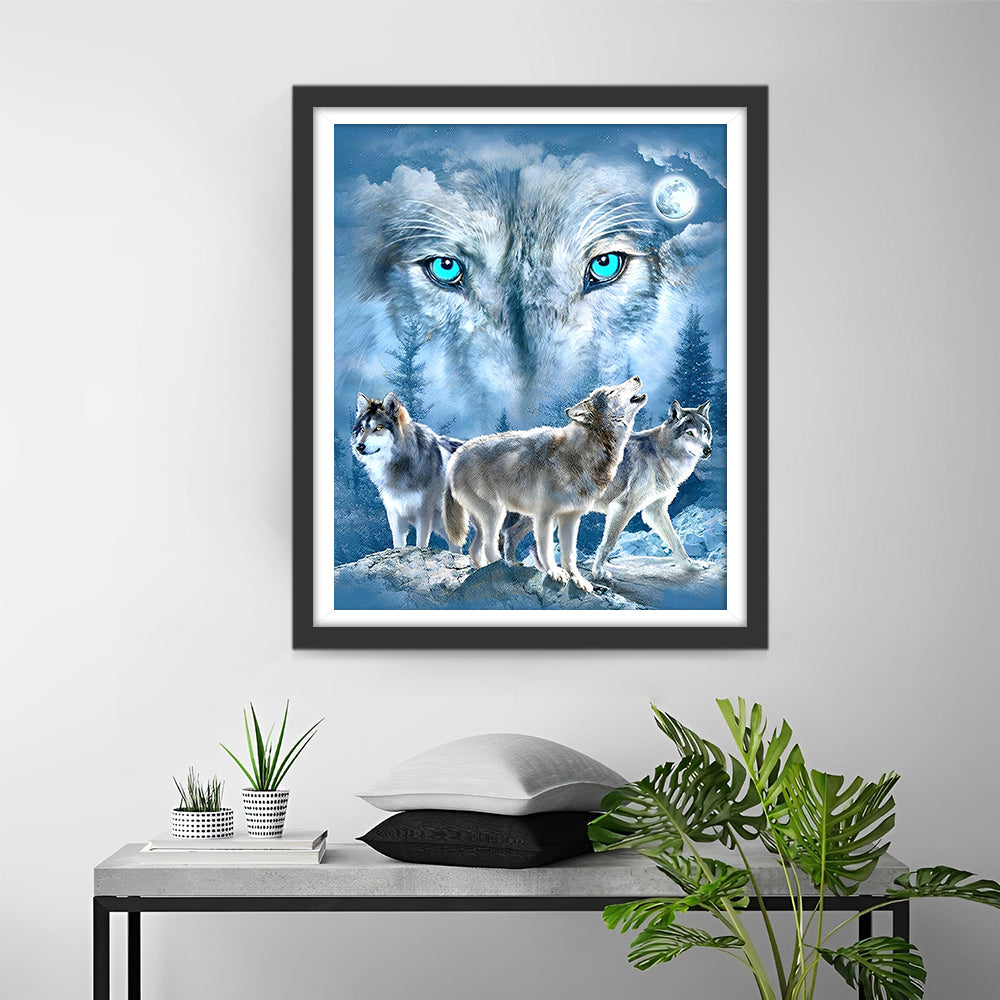 Weißer Wolfskönig Diamond Painting