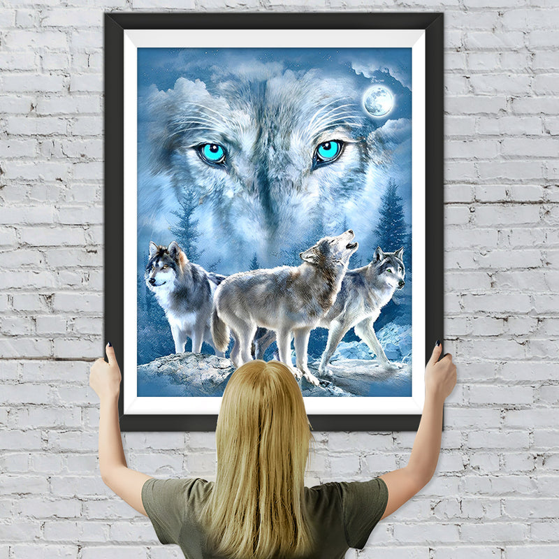 Weißer Wolfskönig Diamond Painting