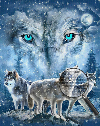 Weißer Wolfskönig Diamond Painting