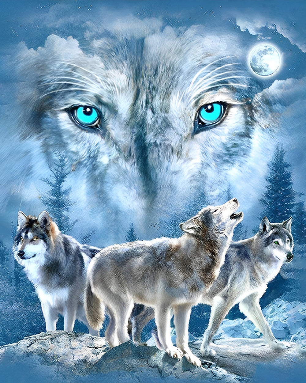 Weißer Wolfskönig Diamond Painting