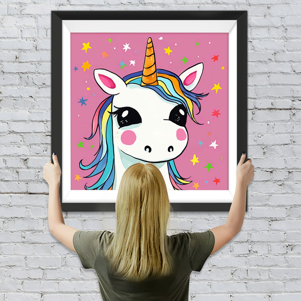 Weißes Cartoon-Einhorn Diamond Painting