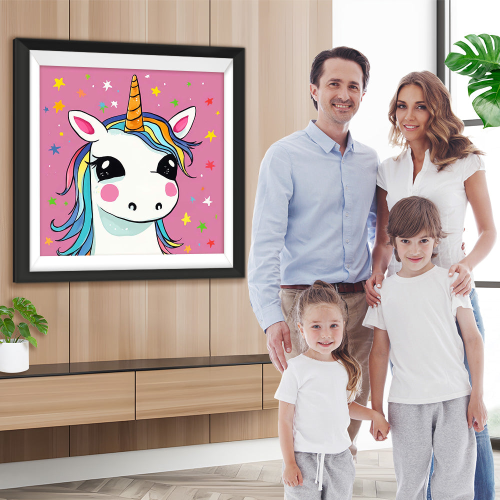 Weißes Cartoon-Einhorn Diamond Painting