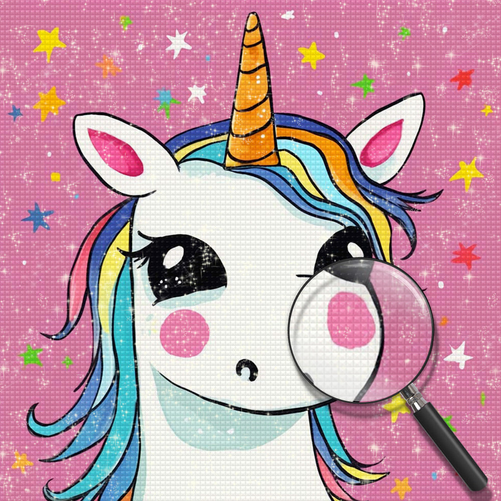 Weißes Cartoon-Einhorn Diamond Painting