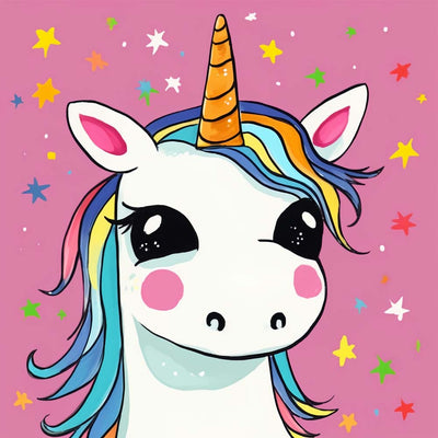 Weißes Cartoon-Einhorn Diamond Painting