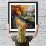 Weißes Cottage neben dem Baum Diamond Painting