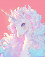 Weißes Einhorn auf Rosa Hintergrund Diamond Painting