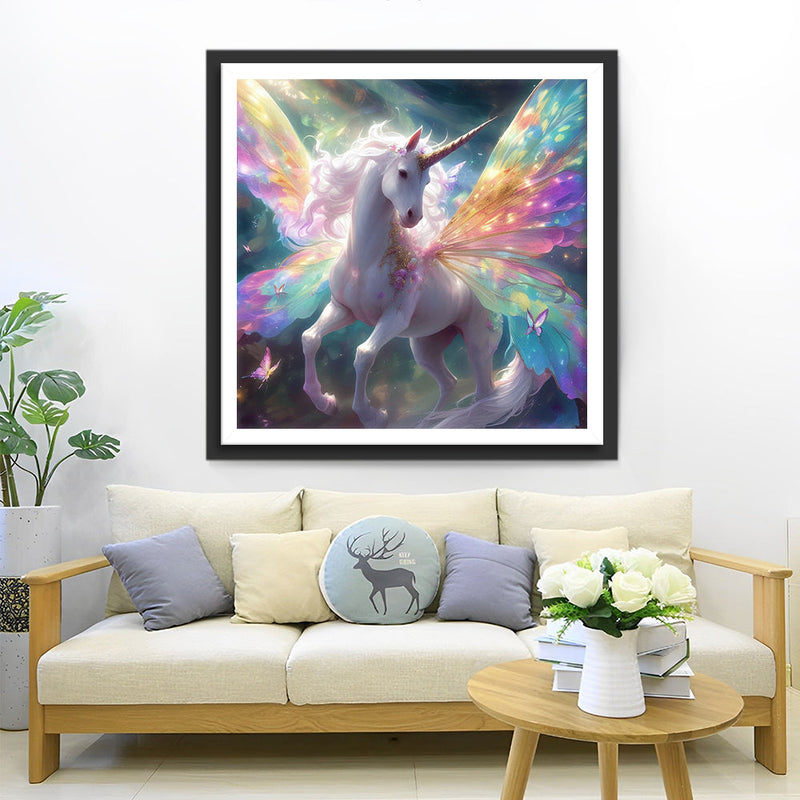 Weißes Einhorn mit Bunten Flügeln Diamond Painting