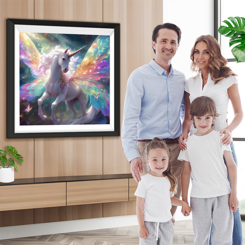 Weißes Einhorn mit Bunten Flügeln Diamond Painting