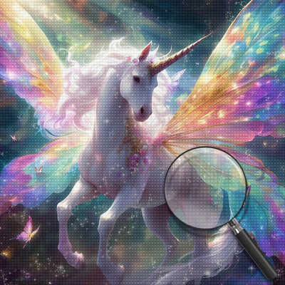 Weißes Einhorn mit Bunten Flügeln Diamond Painting